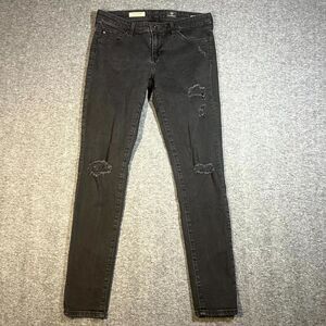 AG Adriano Goldshmied Jeans Womens 28R Black The Legging Ankle Skinny Distressed